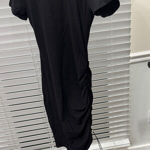 Michael Kors Black Short Sleeve Ruched Mini Dress